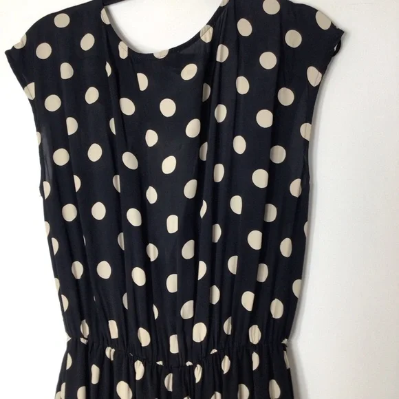 Anthropologie Corey Lynn Colter jumpsuit blue tan polka dot medium USA - Picture 6 of 9